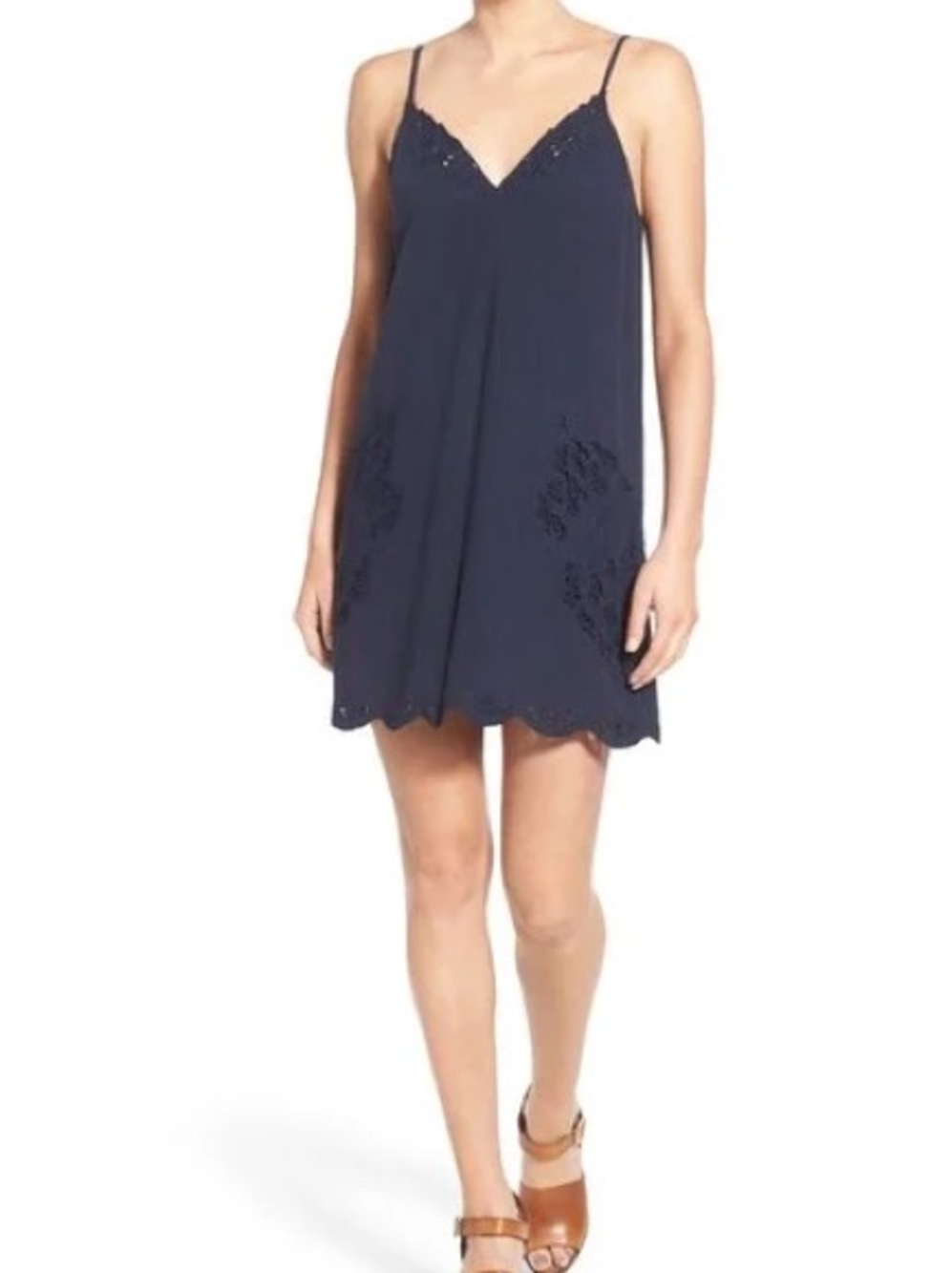 ASTR the Label Navy Crochet Slip Dress